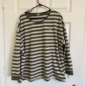 Lucy & Yak Green and White Striped Top